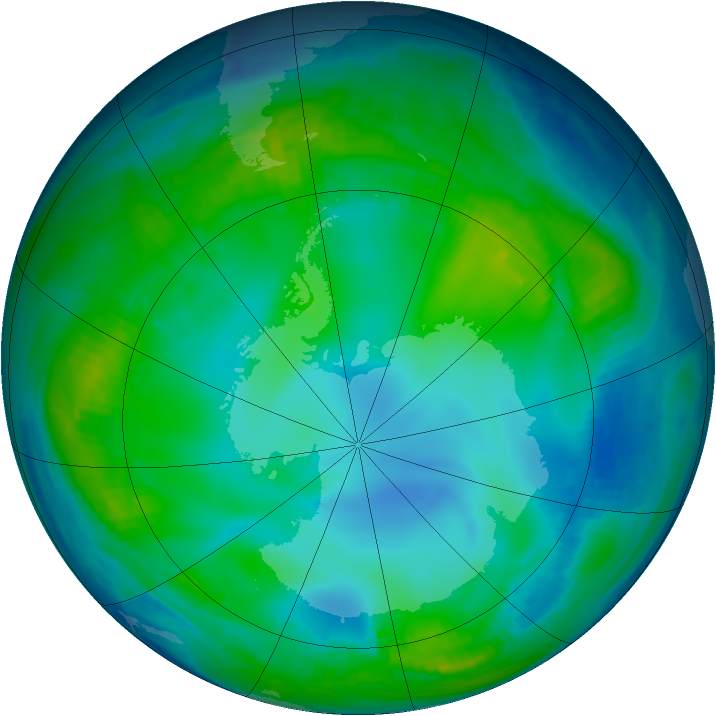 Antarctic ozone map for 31 May 1999